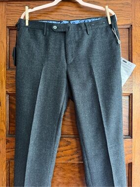 NWT PT01 Traveller Pants Slim Fit Grey Patten Wool Blend EU 50 US 34